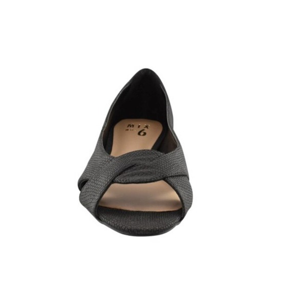 NIB Mix No. 6 Barbro Black Nubuck Snake Peeptoe Flats Size 6 Ballet Flat - Picture 1 of 7